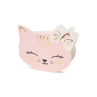 Otroška vabila Mačica rožnata z ovojnicami, 13x10 cm, 6 kosov v pakiranju