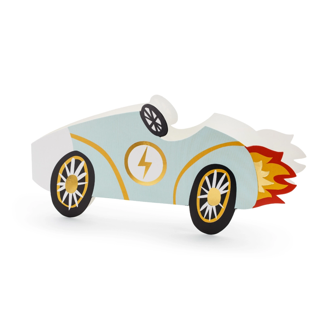 Invitații pentru copii în formă de mașină, mix de culori, 18,8x8,4 cm, 6 bucăți cu plicuri