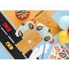 Invitații pentru copii în formă de mașină, mix de culori, 18,8x8,4 cm, 6 bucăți cu plicuri