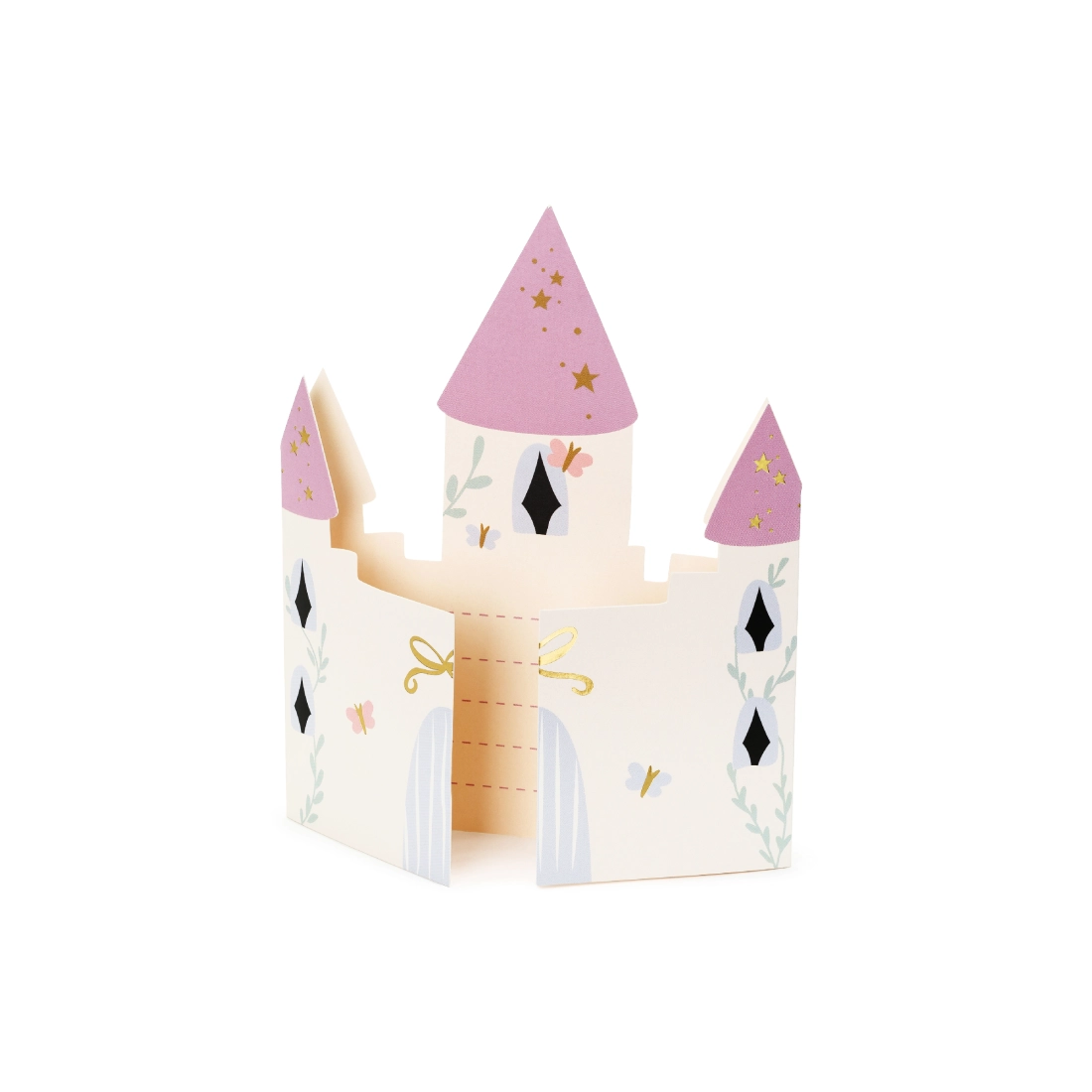 Invitații pentru copii Castel roz, 12,5x15,5 cm, 6 bucăți cu plicuri