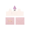 Invitații pentru copii Castel roz, 12,5x15,5 cm, 6 bucăți cu plicuri