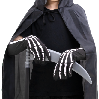 Dolge rokavice Okostnjaki – črno-bele