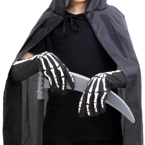 Mănuși lungi schelet – alb-negru