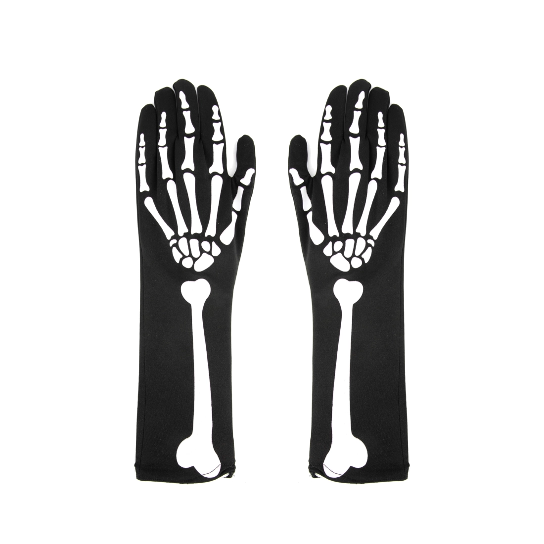 Mănuși lungi schelet – alb-negru