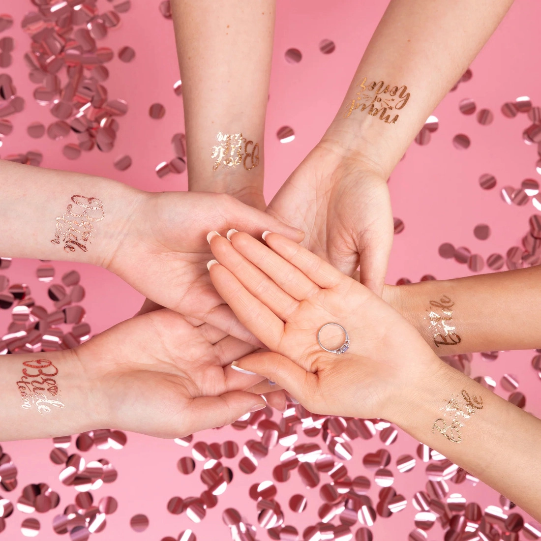 Tatuaje temporare Bride to Be, rozé auriu – set 13 buc.