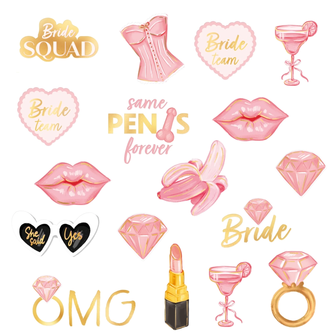 Ideiglenes tetoválások Bride to be – 19 darabos készlet