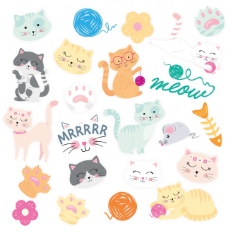 Začasne tetovaže Muce – set 23 kosov