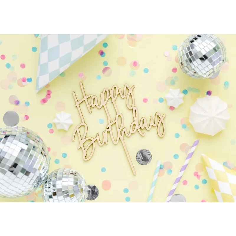 Fa tortadísz – Happy Birthday, 16,5 cm