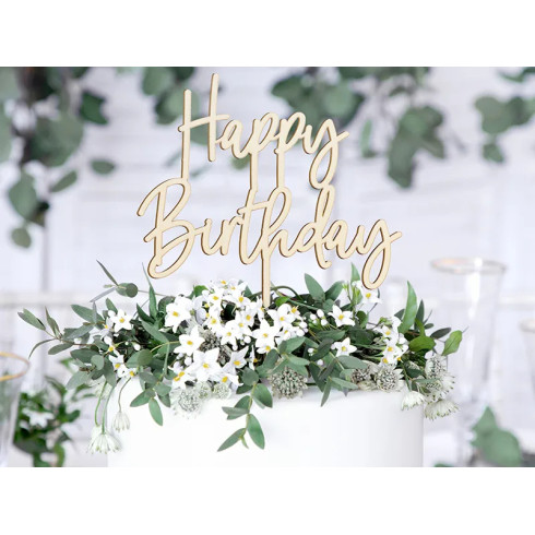 Fa tortadísz – Happy Birthday, 16,5 cm Fa tortadísz – Happy Birthday, 16,5 cm