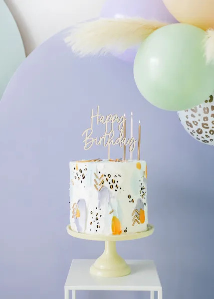 Fa tortadísz – Happy Birthday, 16,5 cm Fa tortadísz – Happy Birthday, 16,5 cm