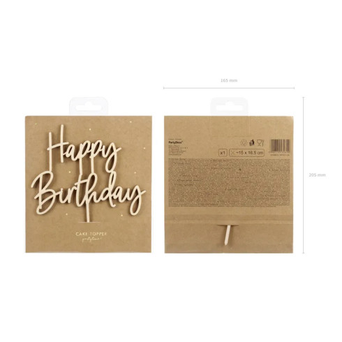 Fa tortadísz – Happy Birthday, 16,5 cm Fa tortadísz – Happy Birthday, 16,5 cm
