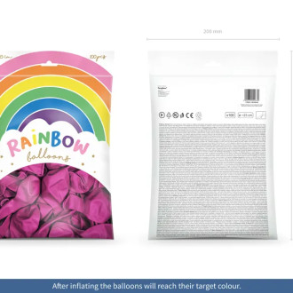 Mavrični baloni 23 cm – kovinska fuksija – 100 kos