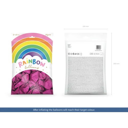 Baloane curcubeu 23 cm - fucsia metalizat – 100 buc.