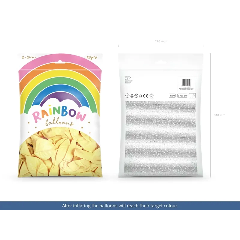Baloane curcubeu 30 cm - metalic crem - 100 buc.