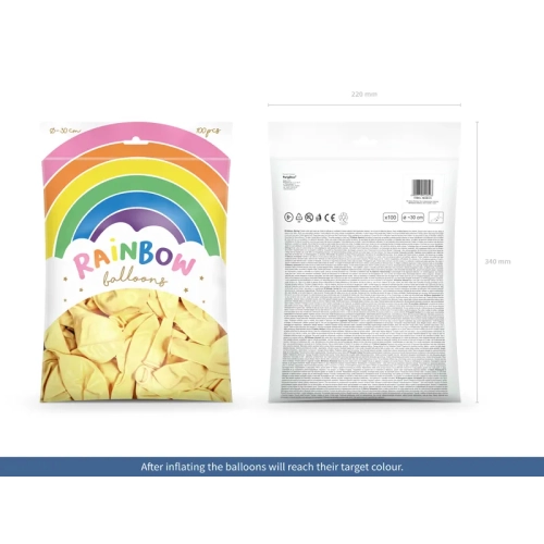 Baloane curcubeu 30 cm - metalic crem - 100 buc.