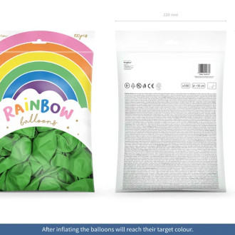 Mavrični baloni 30 cm – kovinsko svetlo zeleni – 100 kos