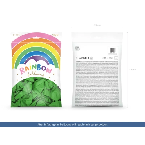 Baloane curcubeu 30 cm - metalic verde deschis - 100 buc.