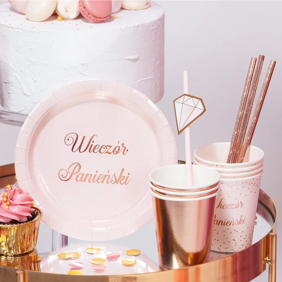 Pahare elegante din hârtie 220 ml rose gold, 6 buc.