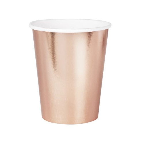 Elegantné papierové poháre 220 ml rose gold,  6 ks