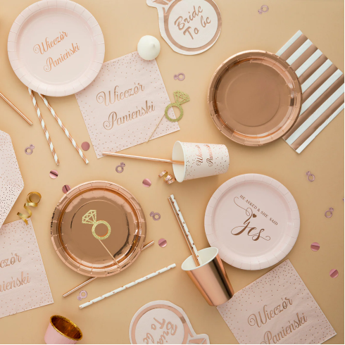 Elegáns papírpoharak 220 ml, rose gold, 6 db Elegáns papírpoharak 220 ml, rose gold, 6 db