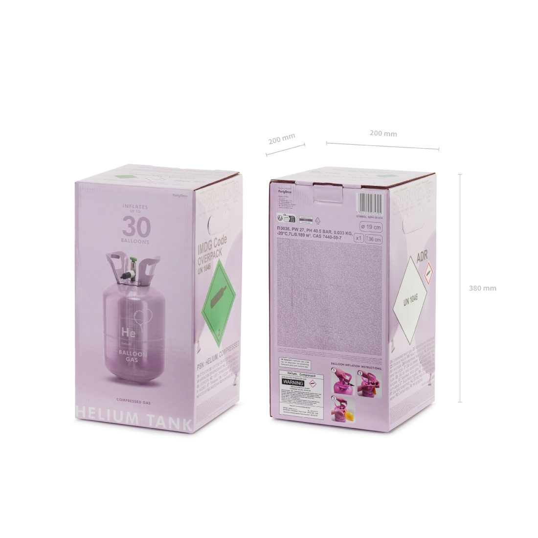 Butelie cu heliu mov pentru 30 de baloane – umflare ușoară a baloanelor