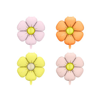 Folije baloni marjetice, miks barv, 65 cm – set 4 kosov za girlando