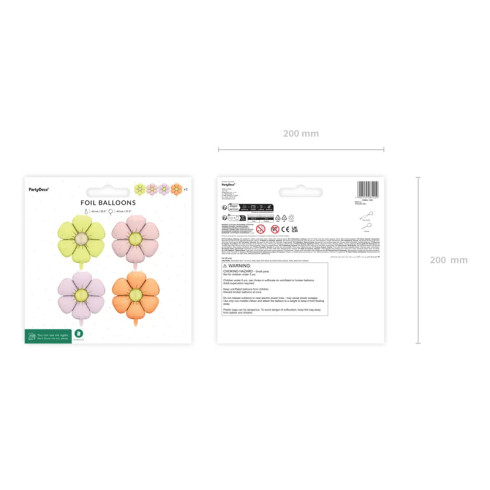Folije baloni marjetice, miks barv, 65 cm – set 4 kosov za girlando