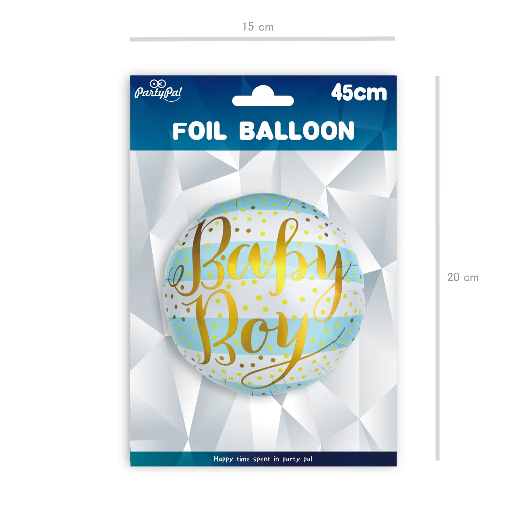 Balon folie Baby Boy, inscripție aurie, 45 cm
