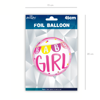 Folijski balon Baby Girl rožnat 45 cm