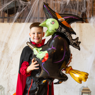 Folijski balon Čarovnica na metli Halloween 82 × 91 cm