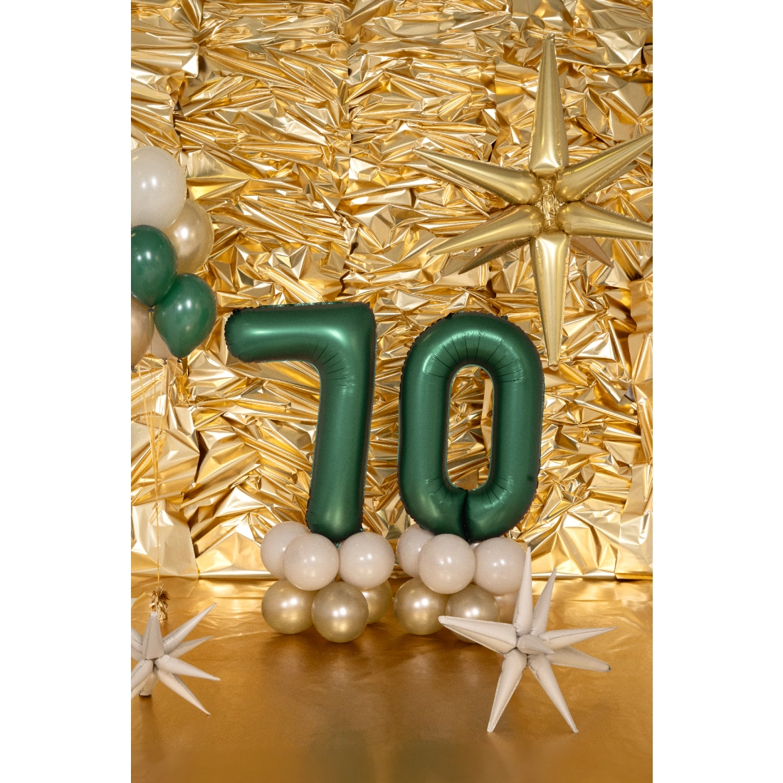 Balon din folie cifră 0, verde sticlă, 86 cm, finisaj satinat