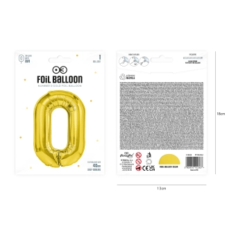 Fóliový balón číslo 0 zlatý 40 cm Fóliový balón číslo 0 zlatý 40 cm