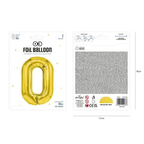 Fóliový balón číslo 0 zlatý 40 cm Fóliový balón číslo 0 zlatý 40 cm