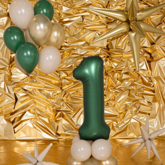 Folijski balon številka 0 pistacijasto mat 100 cm - rojstnodnevna dekoracija