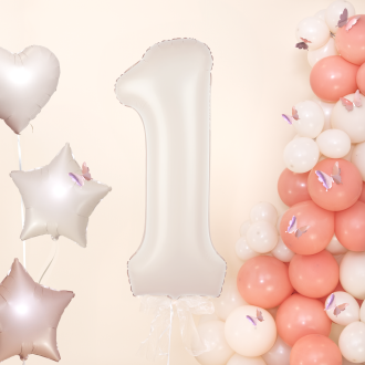 Folijasti balon številka 1, krem barve, 100 cm