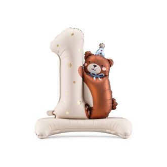 Folijski balon številka '1' z medvedkom 81 cm