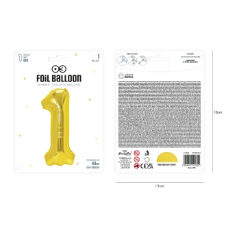 Fóliový balón číslo 1 zlatý 40 cm Fóliový balón číslo 1 zlatý 40 cm
