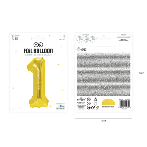 Fóliový balón číslo 1 zlatý 40 cm Fóliový balón číslo 1 zlatý 40 cm