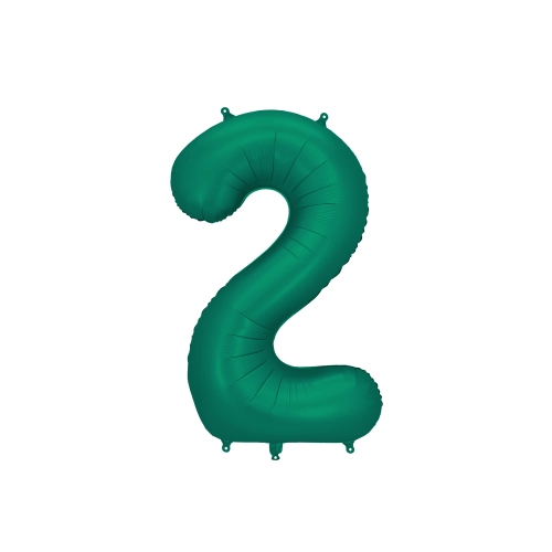 Balon folie cifră 2, 86 cm, satin verde sticlă pentru petrecere