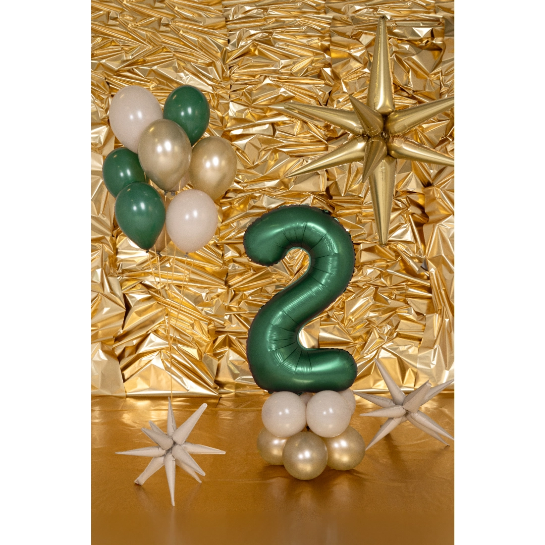 Balon folie cifră 2, 86 cm, satin verde sticlă pentru petrecere