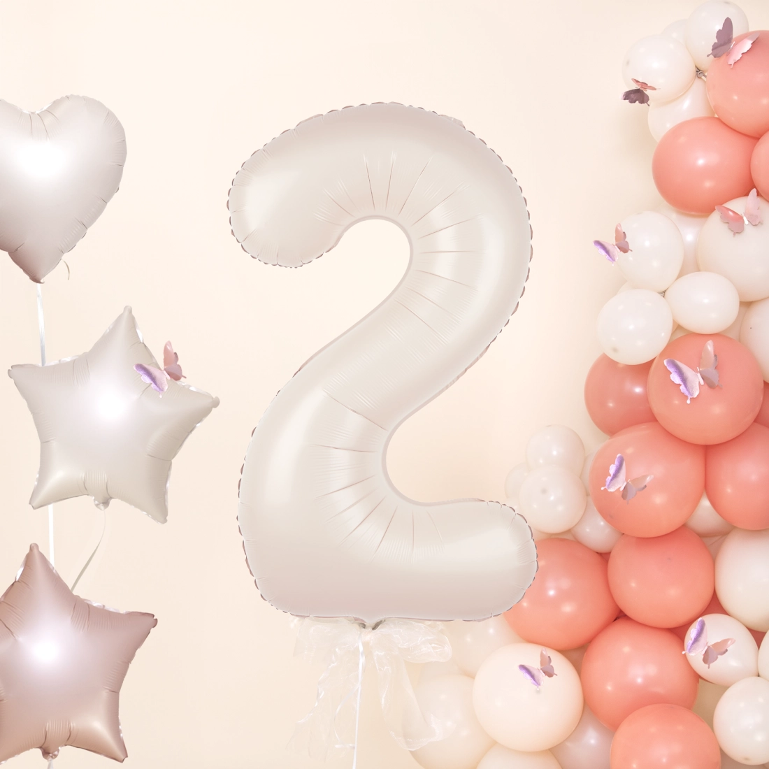 Balon folie cifră 2 crem 100 cm
