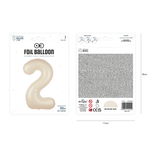 Fólia lufi szám 2 krémszínű 100 cm Fólia lufi szám 2 krémszínű 100 cm