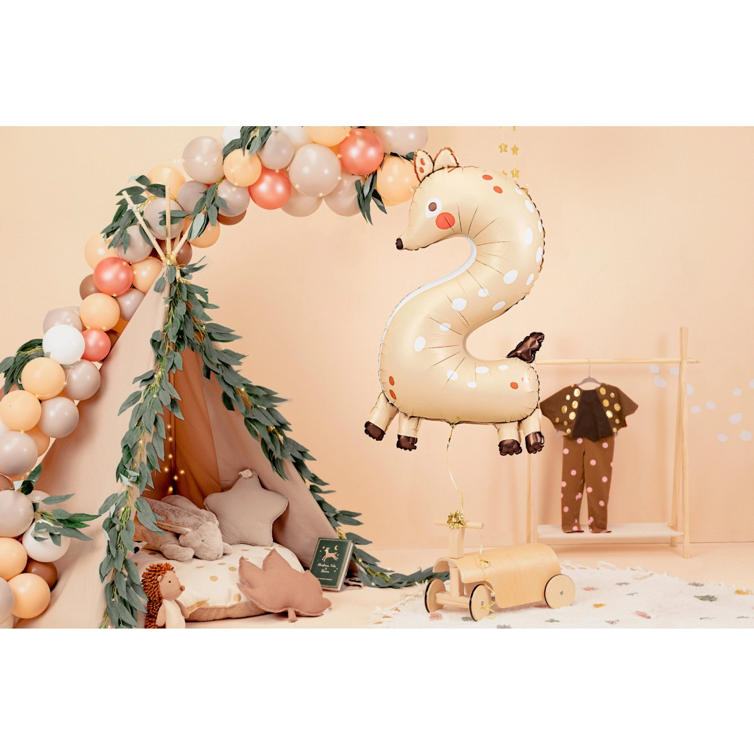 Balon din folie cifră 2 Căprioară 65x102 cm
