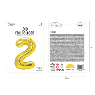 Folijski balon številka 2 zlata barva 100 cm