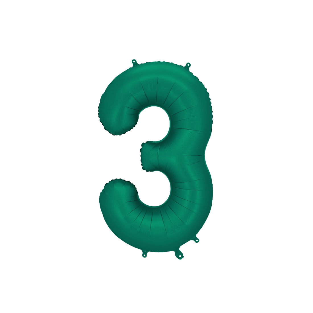 Balon folie cifră 3 verde sticlă 86 cm – satinat, pentru aer și heliu
