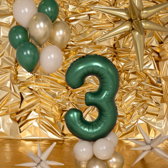 Folijski balon številka 0 pistacijasto mat 100 cm - rojstnodnevna dekoracija