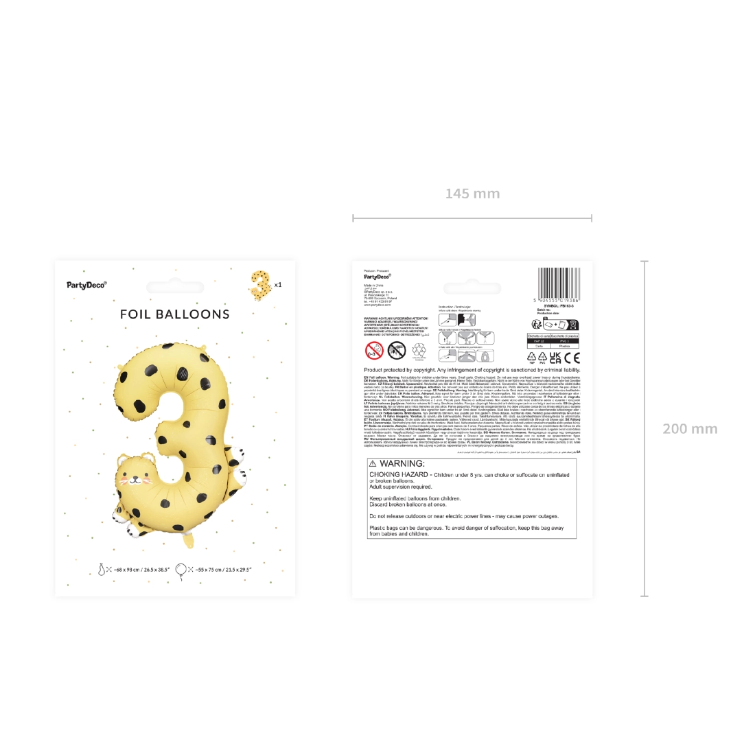 Balon folie cifră 3 Gepard 68x98 cm