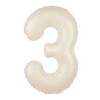 Folijski balon številka 3, kremne barve, 100 cm