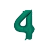 Balon din folie, cifră 4, verde sticlă, 86 cm, finisaj satinat