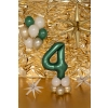 Balon din folie, cifră 4, verde sticlă, 86 cm, finisaj satinat